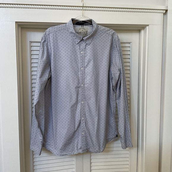 Men’s Native Code Blue Geometric Button Front Cotton Casual Shirt Long Sleeve XL - Picture 4 of 12